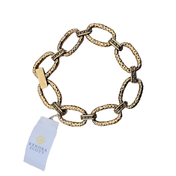 Kendra Scott Jewelry - Kendra Scott Vintage Hammered Gold Chain Link Charm Bracelet 23k Brass Antique